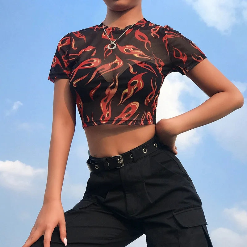 Firey Mesh Top